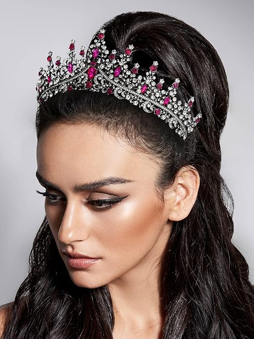 SWEETV Crystal Wedding Tiara for Women, Royal Queen Crown Headband, Rhinestone Princess Hair Accessories for Prom Birthday