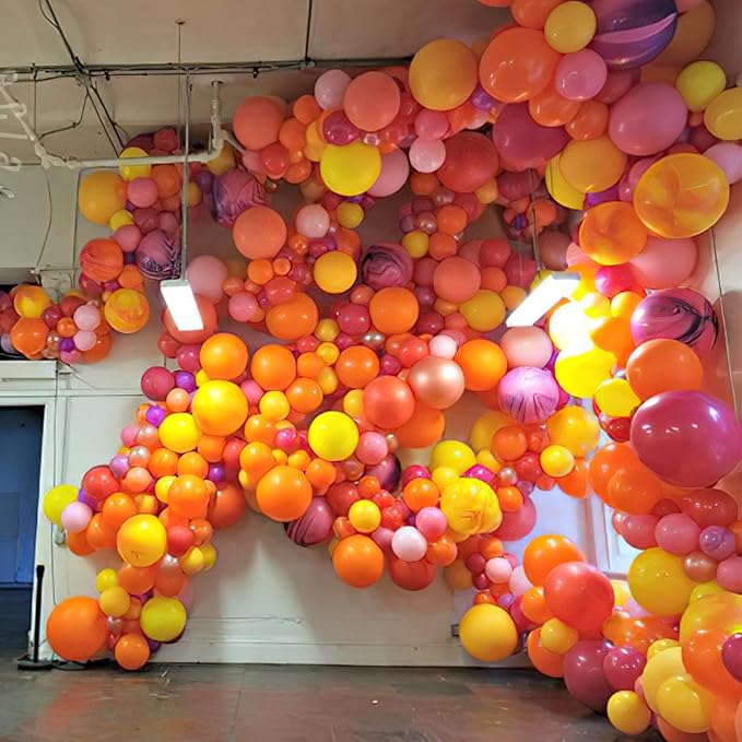 PartyWoo Yellow Balloon Garland, 100 pcs Orange Yellow Balloons Different Sizes Pack of 36 Inch 18 Inch 12 Inch 10 Inch 5 Inch for Balloon Garland Arch as Party Decorations, Birthday Decorations