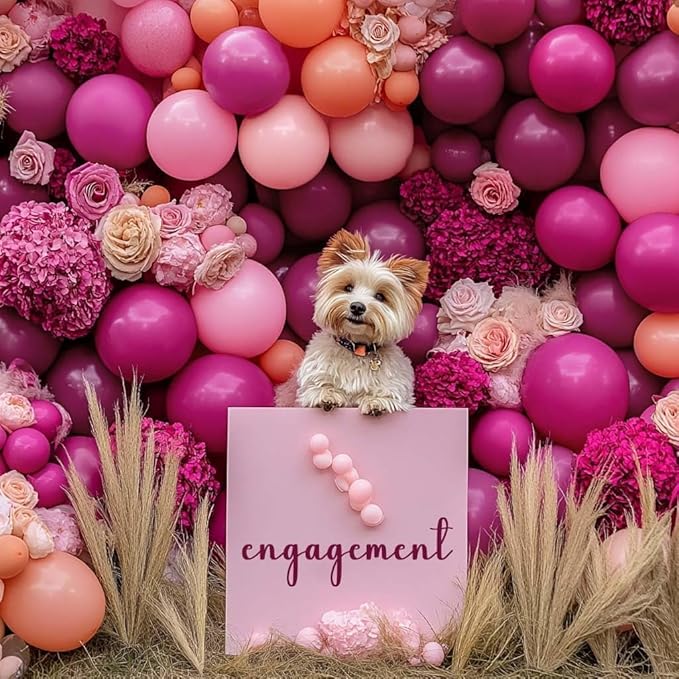 Hot Pink Balloon Arch Kit, Double Stuffed Dark Pink Peach Balloon Garland Fiesta Magenta Balloons Set for Birthday Bridal Shower Wedding Bachelorette Fall Thanksgiving Party Decorations