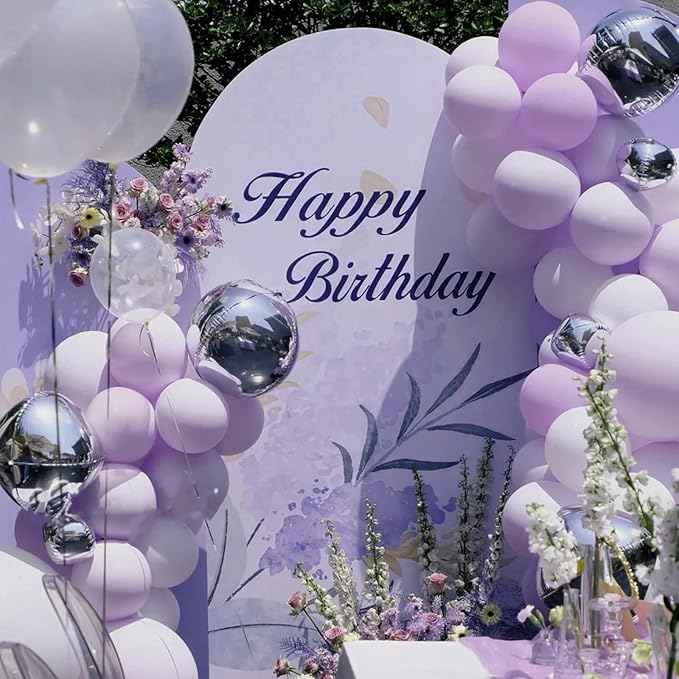 90pack Lilac Balloons Different Size 18/12/10/5 Inch Lilac Balloon Garland Arch Kit for Graduation, Wedding, Birthday, Princess Theme Party, Baby Shower, Anniversary Party Decorations