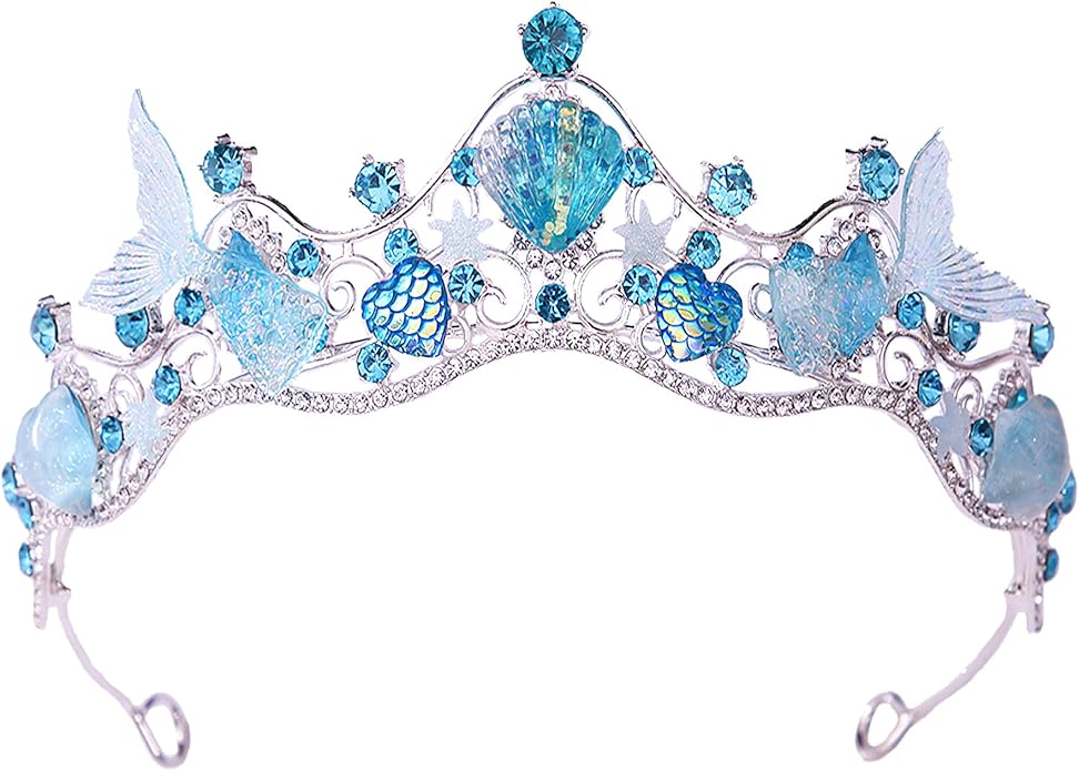 Mermaid Crown Sea Star Headband - Glitter Ocean Princess Headpiece Costume for Birthday Party Headwear Accessories