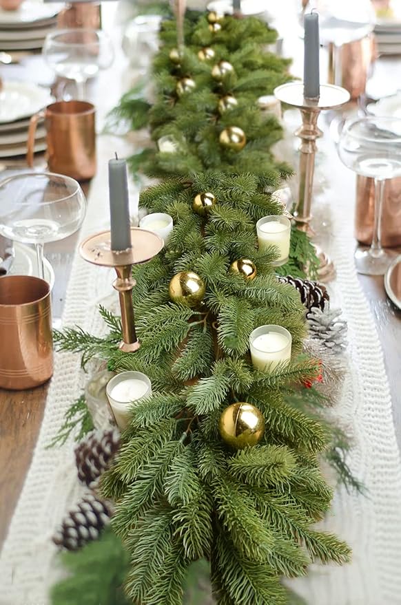 DearHouse Pine Christmas Garland,6Ft WinterArtificial Greenery Garland for Holiday Season Mantel Fireplace Table Runner Centerpiece Decor
