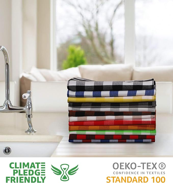 Urban Villa Cotton Dinner Napkins Set of 6, Highly Absorbent 20x20 Inches Premium Cloth Napkins Hotel Quality Reusable & Washable Table Dinner Napkins for Home & Weddings - Multicolor, Checks