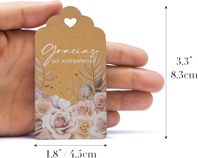 Summer-Ray 50pcs Kraft Thank You for Coming Gift Tags – Rustic Gift Tags for Wedding Birthday Tea Party (Gracias por acompañarnos!)