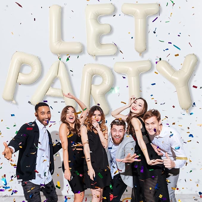 Cream Name Balloon Letters, Large Mylar Helium Alphabet L Custom Balloon Letter Beige Decor, 40 Inch Inflatable Sand White Letter L Foil Customize Balloons for Girls Birthday Party Decoration Supplies