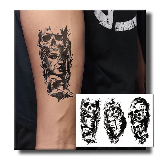 2 Sheets Semi Permanent Tattoos, Temporary Tattoo for Men & Women, Lasts 7-15 Days Water-Resistant Fake Tattoo Stickers, Realistic, Non-Reflective & Safe for Skin