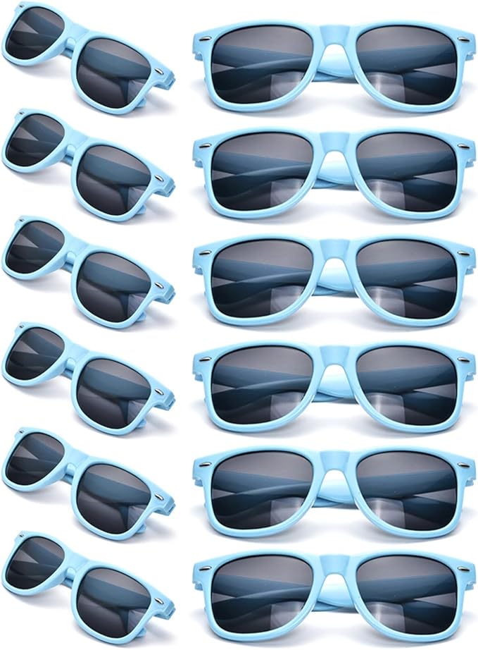 12 Pack Neon Colors Sunglasses Classic Retro Party Favors Sunglasses for Unisex Adult