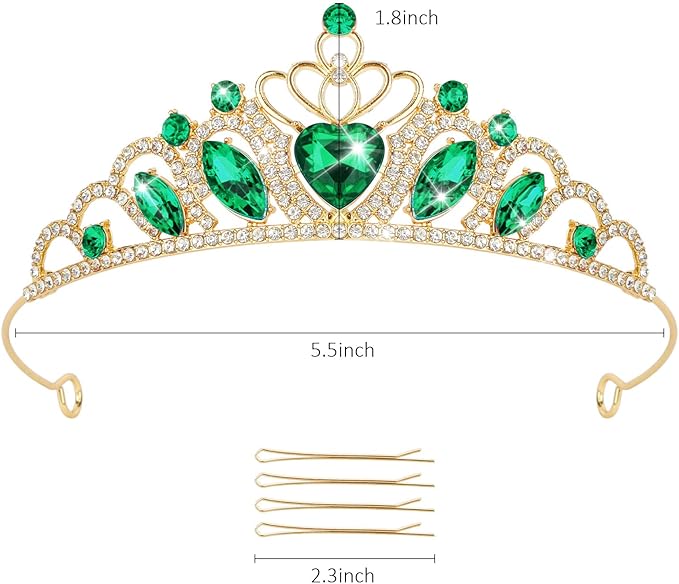 CAVETEE Crown and Tiara for Women, Princess Tiara Heart Crown Happy Birthday Decorations for Party Pageant Hair Accessory