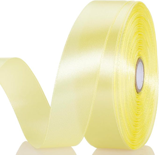 1 Inch Baby Maize Solid Satin Ribbon, 50 Yards Craft Fabric Ribbon for Gift Wrapping Floral Bouquets Wedding Party Decoration