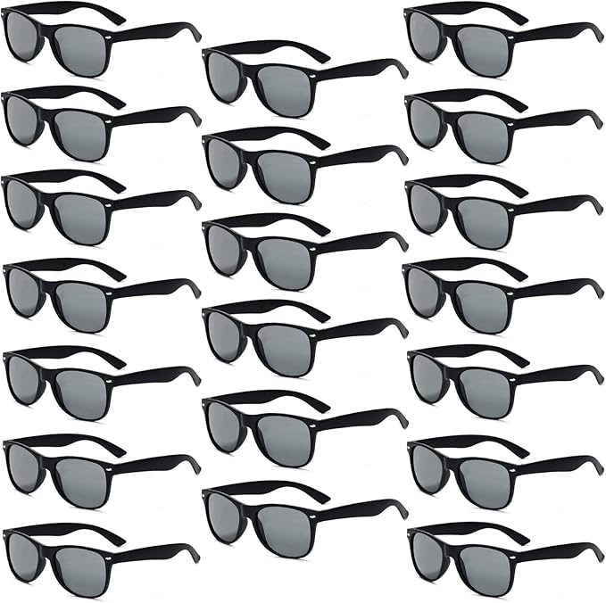 Bulk Retro 80s Square Sunglasses, UV400 Protection, 20/50 Pack for Party Favors, Beach, Wedding, Pool, Birthday