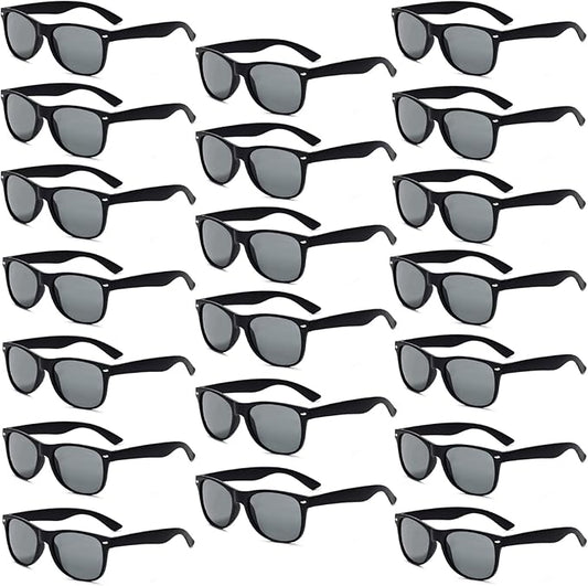 Bulk Retro 80s Square Sunglasses, UV400 Protection, 20/50 Pack for Party Favors, Beach, Wedding, Pool, Birthday