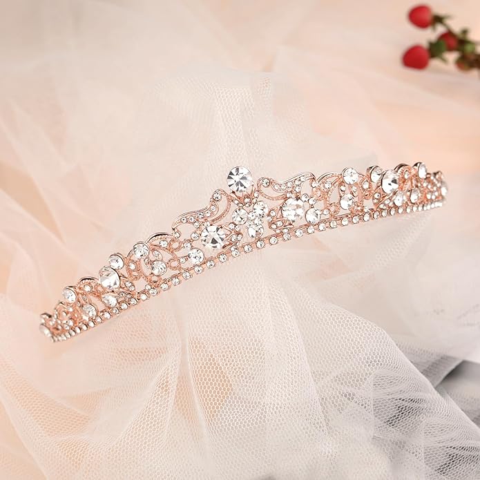 SWEETV Wedding Tiaras and Crowns, Rhinestone Bridal Crown Princess Tiara Headpieces for Women and Flower Girls, Bridgerton Hair Accessories for Birthday Prom Quinceanera