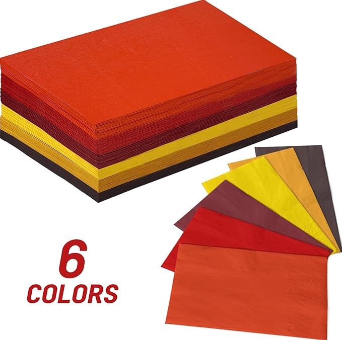 qiqee Red Yellow Paper Napkins 13x16inch Guest Paper Disposable Towels Napkin Paper Hand Towels for Wedding, Dinner, Birthday Party, Dessert Cocktail ＆ Kitchen Napkins（ 120 Count）