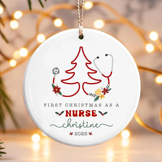 First Christmas As A Nurse Ornament, Nurse Gifts for Women, Christmas Ornaments 2025, Nursing School Graduation Gift, Grad Gifts for Him Her, Graduation Keepsake, Xmas Decorations 2025