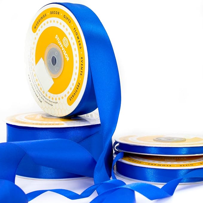 Royal Blue Satin Ribbon, 1/4 inch x 50 Yards, Double Face Solid Color, Thick and Durable Ribbon Roll, 100% Polyester Ribbon for Gift Wrapping, Crafts, Hair and Multiple Decorations