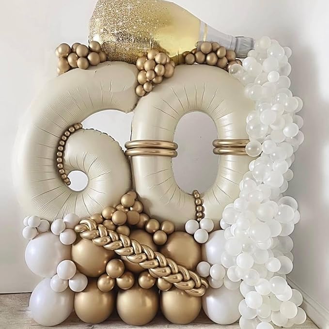 40 Inch Cream Number 6 Balloon, Beige Large 6th Birthday Balloons, Digital 6 Cream White Giant 6 Foil Balloon Helium for Boys Girls 6th Birthday Decorations Anniversary Baby Shower Party Supplies