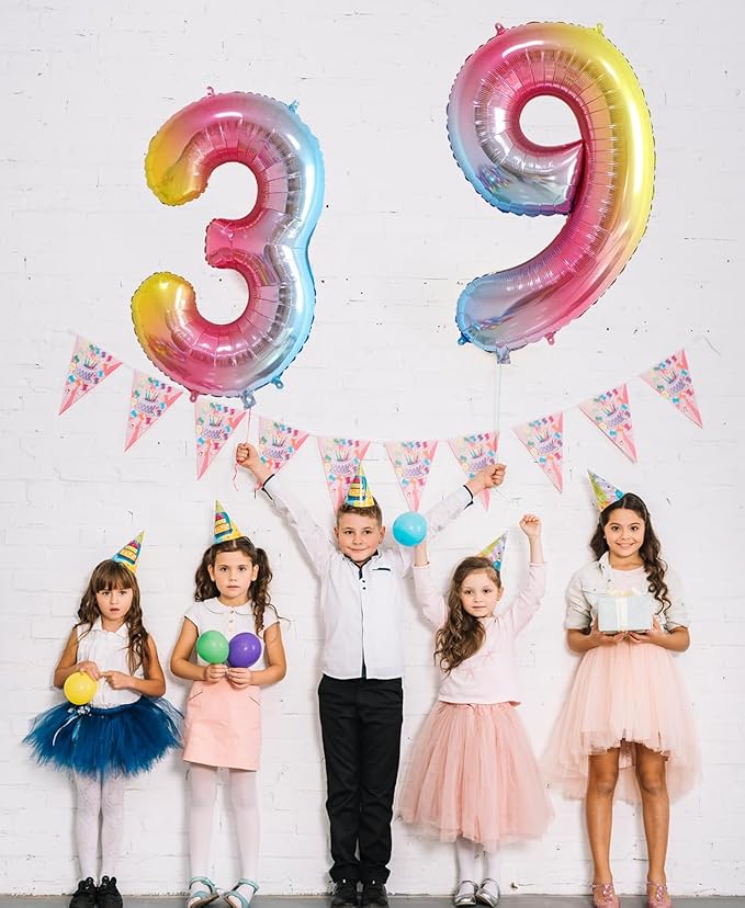 Smlpuame 40 inch Number Balloon 0-9 Gradient Rainbow Large Number 70 Balloons for 70th Birthday Party Celebration Decorations Supplies