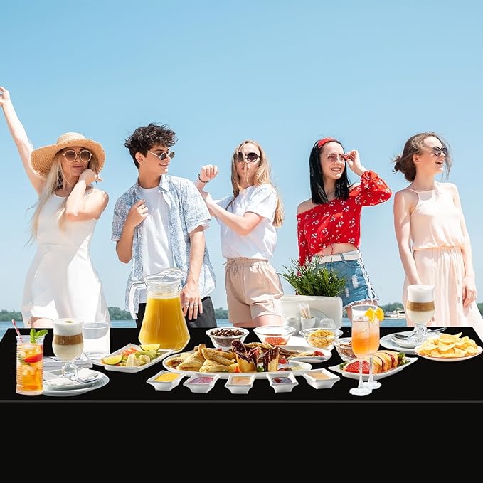 WNINK 6 Pack Black Tablecloths Disposable Table Covers 54" x 108" Table Cloths for BBQ Birthday Picnic Bridal Shower Engagement Wedding Plastic Table Cloths for Parties