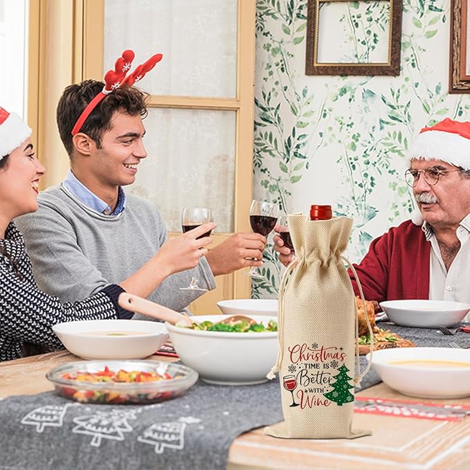 Funny Christmas Wine Bag, Christmas Wine Bottle Cover, Merry Xmas New Year Vacation Party Decorations, Funny Xmas Holiday Wines Bottles Gifts for Women Men