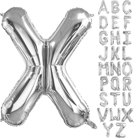 Lovoir 40 Inch Large Silver Letter X Balloons Big Size Jumbo Mylar Foil Helium Balloon for Birthday Party Celebration Decorations Alphabet Silver X
