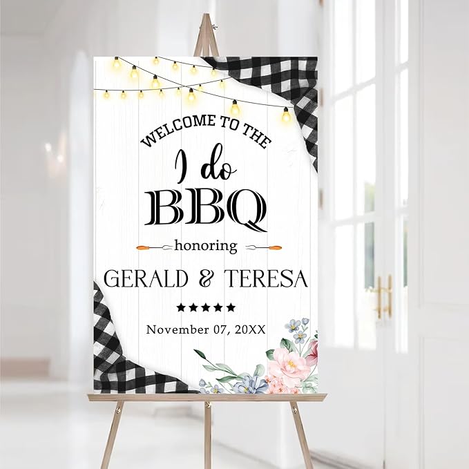 Personalized I Do BBQ Wedding Engagement Party Yard Sign, I Do BBQ Sign, We Do BBQ Welcome Sign, I Do Barbeque Sign, BBQ Wedding Decorations, Couples Shower BBQ Sign, BBQ Décor