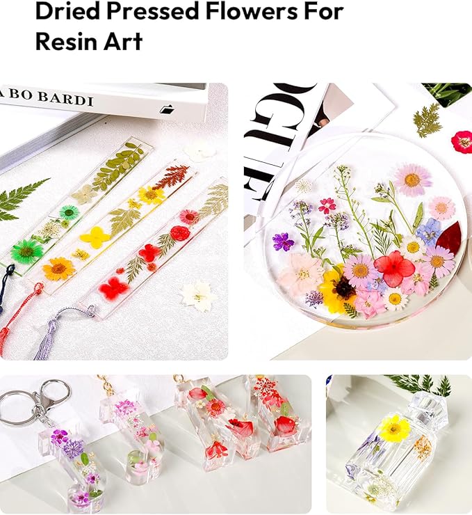 Dried Flowers, Resiners 100Pcs Pressed Flowers for Craft Retro Style Real Natural Dried Flowers Dry Leaves Kit for DIY Making Crafts Resin Soap Candle Scrapbook Supplies Card Making Jewelry