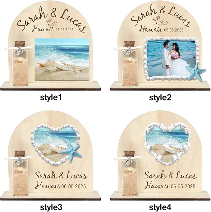 Personalized Honeymoon Sand Jar，Custom Anniversary Photo presents, Vacation Keepsake Jar，Wedding Presents，Honeymoon Present, Bride to be Gift，Valentine’s Day Gifts (semicircle3)