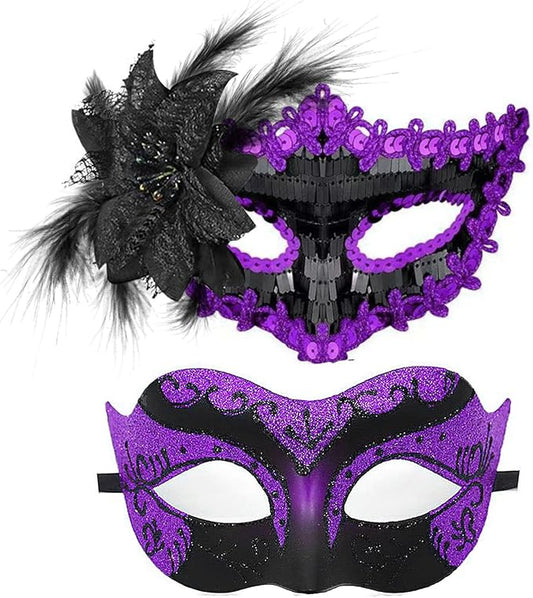 Couple Masquerade Masks for Women Men Venetian Masks for Halloween Carnival Costume Party Prom Ball