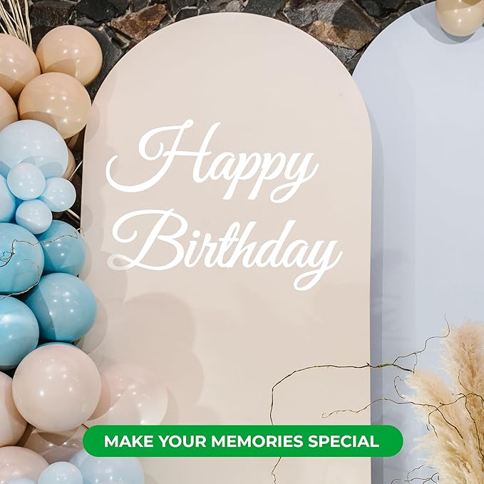 EGD Happy Birthday Backdrop Vinyl Decal | Wall Sticker for Party & Event Decorations | Birthday Celebration Lettering for Backdrops & Posters | One Size – 25" Wide | White Text (B. Happy Birthday)