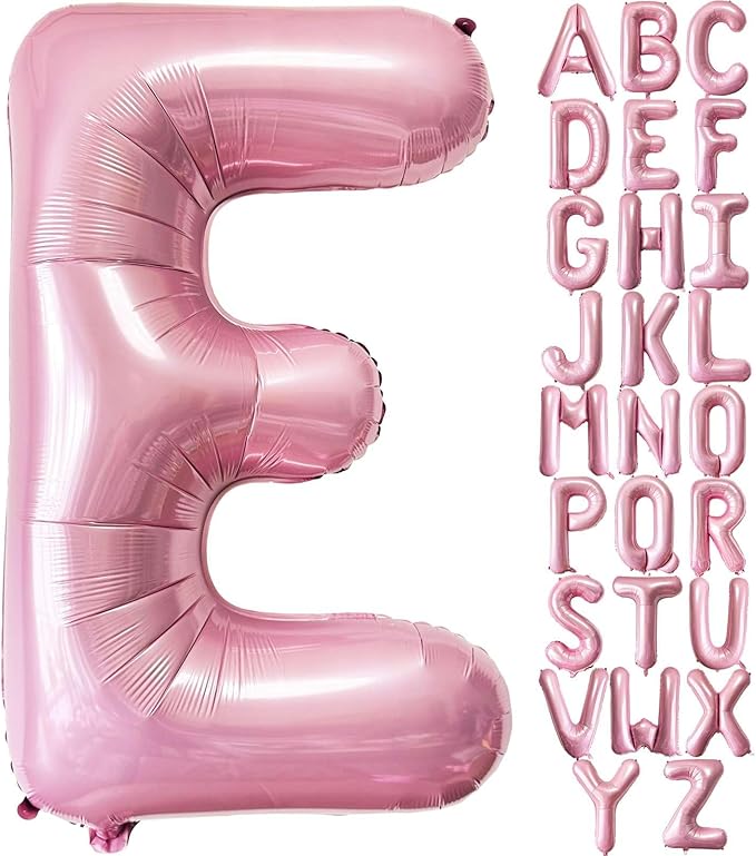 Lovoir Pink Letter E Balloons, 40 Inch Pastel Pink Letter Balloons E Foil Mylar Helium Pink Letter Balloons for Birthday Party Supplies Anniversary Event Celebration Decorations Alphabet Pink E