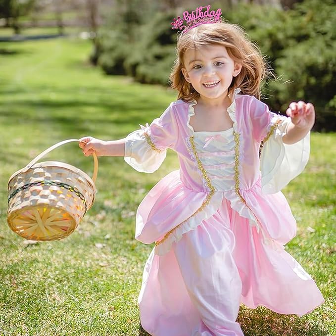 VELSCRUN 2nd 3rd 4-9th Birthday Princess Headband Pink Tiara Crown for Girls It's My Birthday Sash Party Decorations Gifts