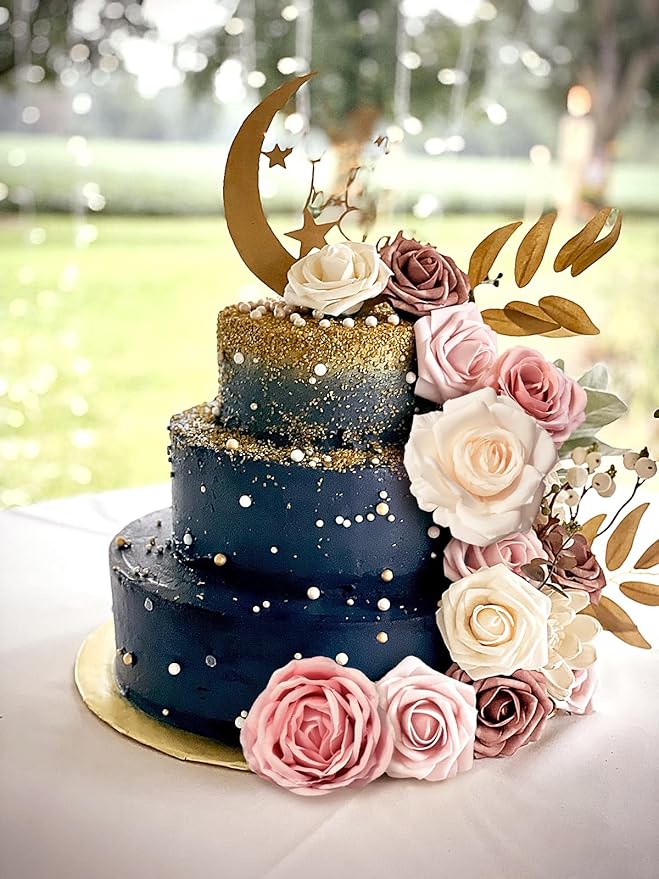 Pink Rose Artificial Flowers Dusty Fake Flower with Stems Bulk for DIY Wedding Bouquets Bridal Baby Shower Centerpiece Table Decorations Silk Faux Floral Arrangements Party Home Decor Indoor