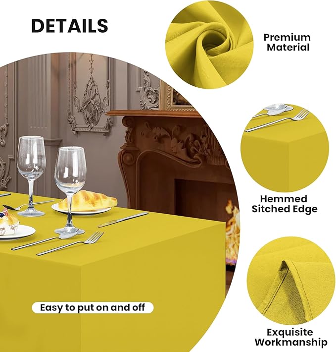 Ascoza 2 Pack Fitted Tablecloth for 4 Foot Rectangle 48 x 24 Inch Yellow Table Covers Water Resistant Polyester Cloth for Folding, Parties,Display, Trade Show (Yellow)