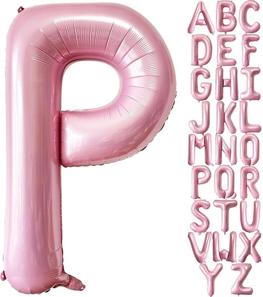 Pink Letter P Balloons, 40 Inch Pastel Pink Letter Balloons P Foil Mylar Helium Pink Letter Balloons for Birthday Party Supplies Anniversary Event Celebration Decorations Alphabet Pink P