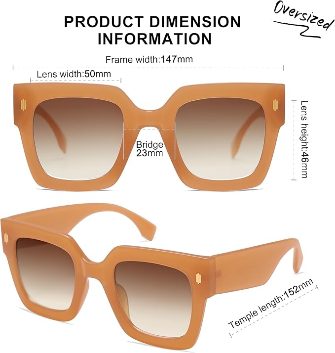 SOJOS Vintage Oversized Square Sunglasses for Women,Retro Womens Luxury Big Large Sun Glasses UV400 SJ2194
