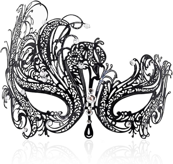 Masquerade Mask for Women Shiny Laser Cut Metal Rhinestone Mask Party Porm Ball Mask