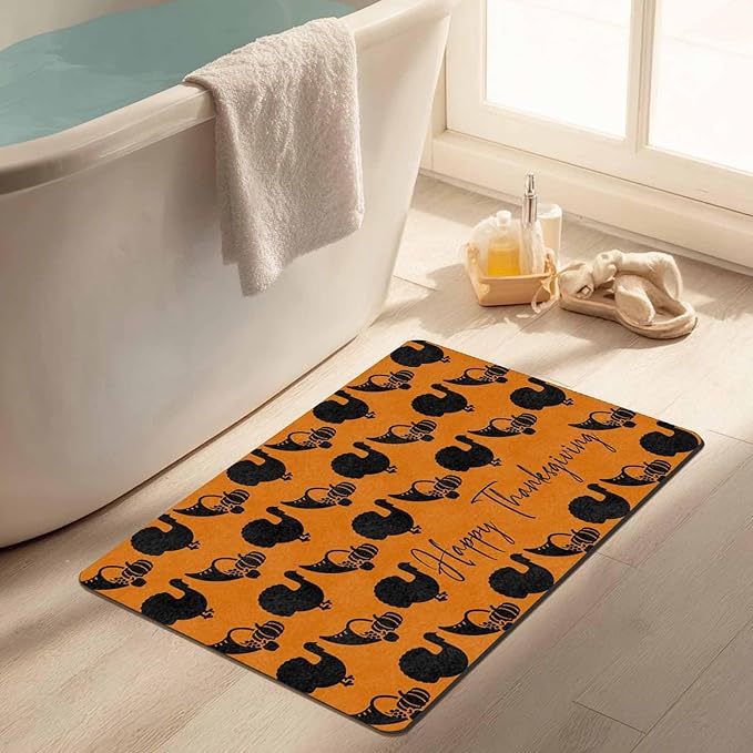 Fall Welcome Maple Leafs Decorative Door Mat, Autumn Thanksgiving Doormat for Indoor Outdoor Entrance Floor Mats,Fall Pumpkins Non Slip Harvest Vintage Decor Rubber Welcome Mats 16" x 24" Inch