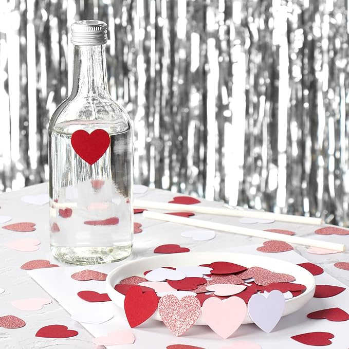 Rose-gold Pink Wine-Red Bachelorette Heart-Confetti - 300pcs Mothers Day PartyDecorations Glitter Paper Dots Princess Tea Party Sweet 16 18 Birthday Table Decor Lasting Surprise