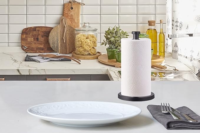 Paper Towel Holder, Black, Stainless Steel, Countertop, Kitchen, Bathroom