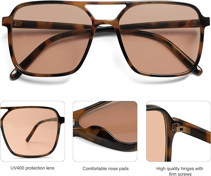 SOJOS Trendy Vintage Aviator Square Sunglasses For Womens Mens Retro 70s UV400 Women Sun Glasses SJ2327