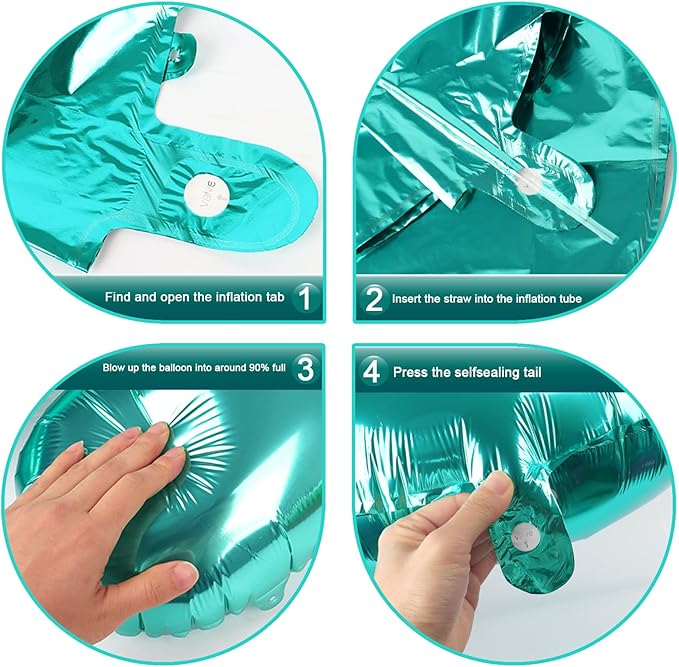 Big 40 Inch Teal Blue 2 Number Balloon Birthday Decoration, Teal Blue Number 2 Helium Balloons 12 20 22 23 24 26 28 32 42 Celebration, Boy Girl Baby Anniversary Party Graduations Supplies