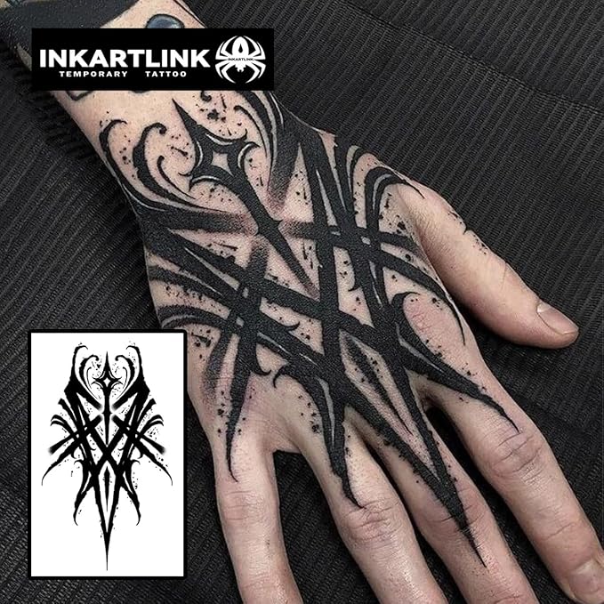 INKARTLINK Temporary Tattoos, Semi Permanent Tattoos, Adult Art Designs, Waterproof Temporary Tattoos, Party Favors, Tattoo Stickers Realistic, No Adhesive, Lasts 1-2 Weeks (Tribal Totem)