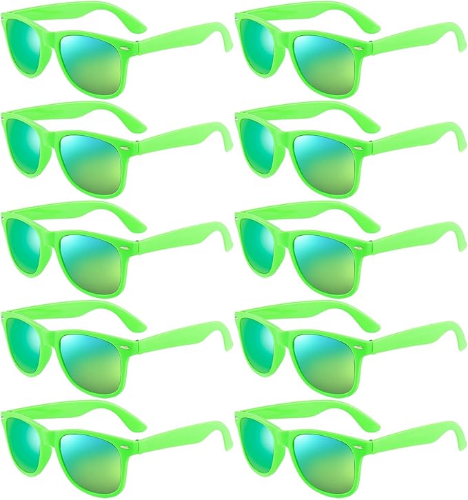 Pibupibu 10/20 Pack Neon Sunglasses for Women Men Bulk, Wholesale 80s Retro Colorful Mirrored Party Glasses Adult Unisex