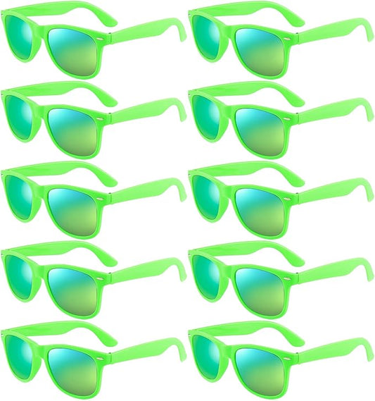 Pibupibu 10/20 Pack Neon Sunglasses for Women Men Bulk, Wholesale 80s Retro Colorful Mirrored Party Glasses Adult Unisex