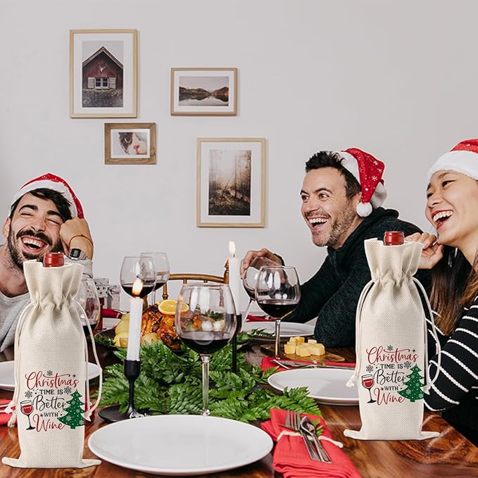 Funny Christmas Wine Bag, Christmas Wine Bottle Cover, Merry Xmas New Year Vacation Party Decorations, Funny Xmas Holiday Wines Bottles Gifts for Women Men