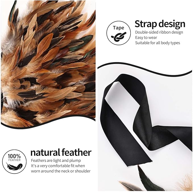 Gothic Natural Feather Shrug Feather Shawl Wrap Cape Victorian Collar for Halloween Cosplay Party Costume Accessories