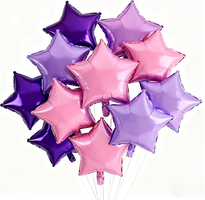 Star Balloons,12Pcs Star Shaped Foil Balloons,18 Inch Large Helium Polyester Film Balloon for Baby Shower Birthday Anniversary Party Decorations