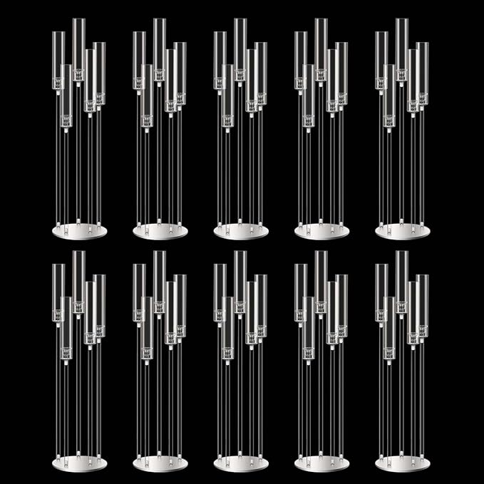 42.5inch 10pcs Acrylic Candelabra Centerpieces for Tables 5 Arms Wedding centerpieces for Decorations