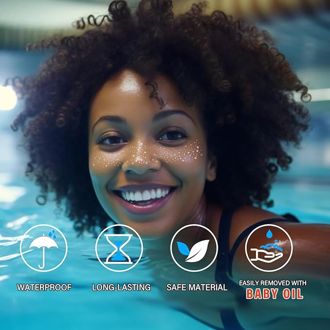 20 Pcs Silver Face Makeup Patches, Silver Glitter Freckles Face Tattoo, Easy Application Sparkle Makeup Freckles, Waterproof Glitter Temporary Tattoos for Women