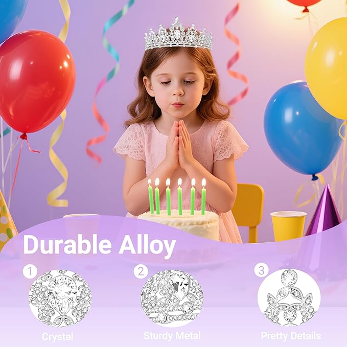 Tiara Crown for Women, Queen Tiara for Birthday Prom Bridal Party Custome Silver